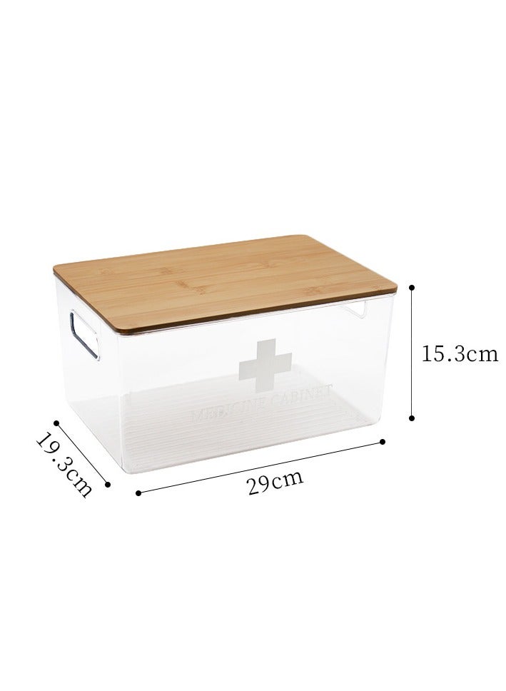 Home Medicine Box Transparent  with Bamboo Lid - Image 1