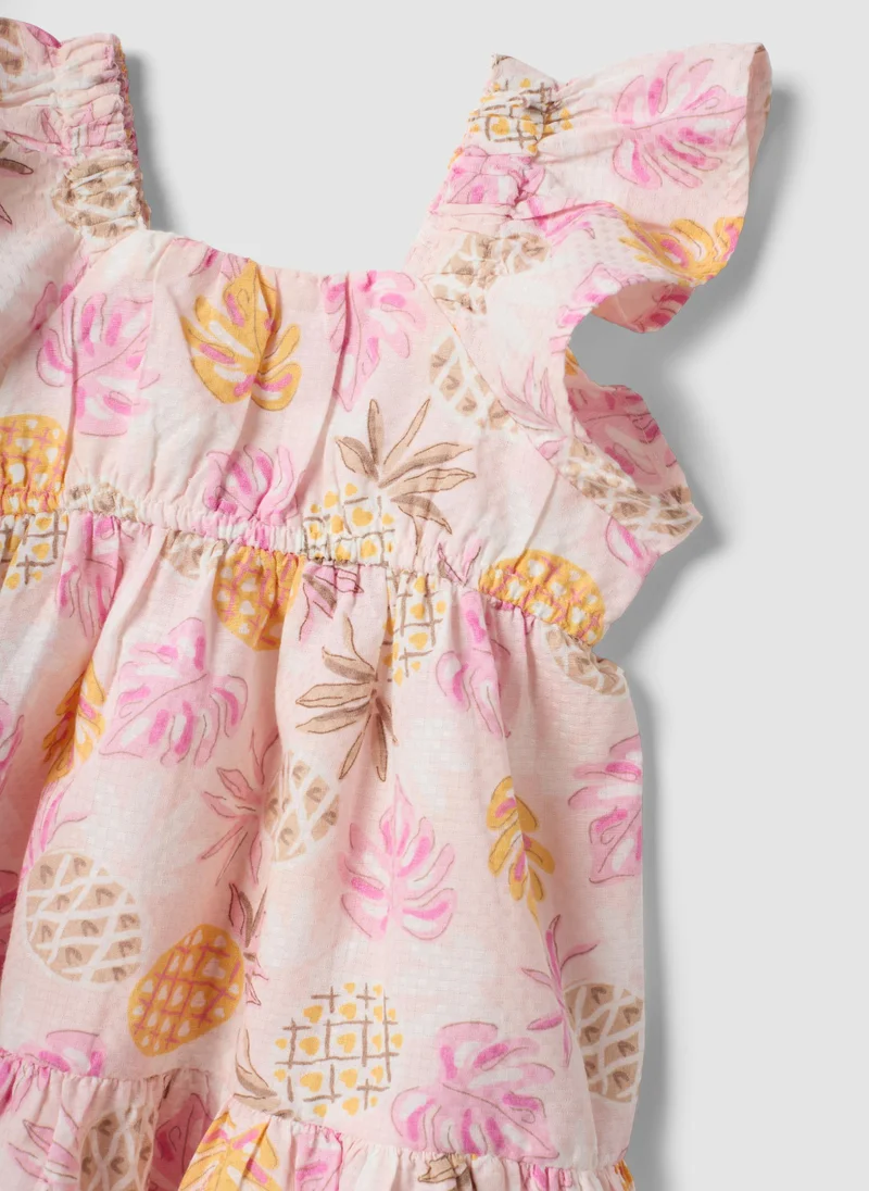 Ovs  OVS Pink Pure Cotton Dress With Tropical Print for Women | Best Price UAE