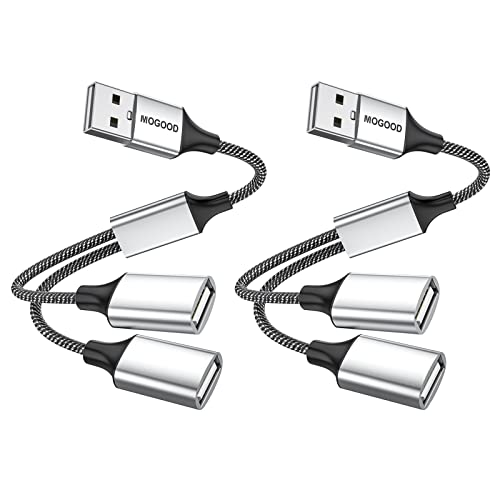 MOGOOD USB Splitter Cable USB y Splitter Adapter Dual USB 2.0 Power Cord Extension for Charging/Data Transfer/Laptop/Mac/Car - Image 1