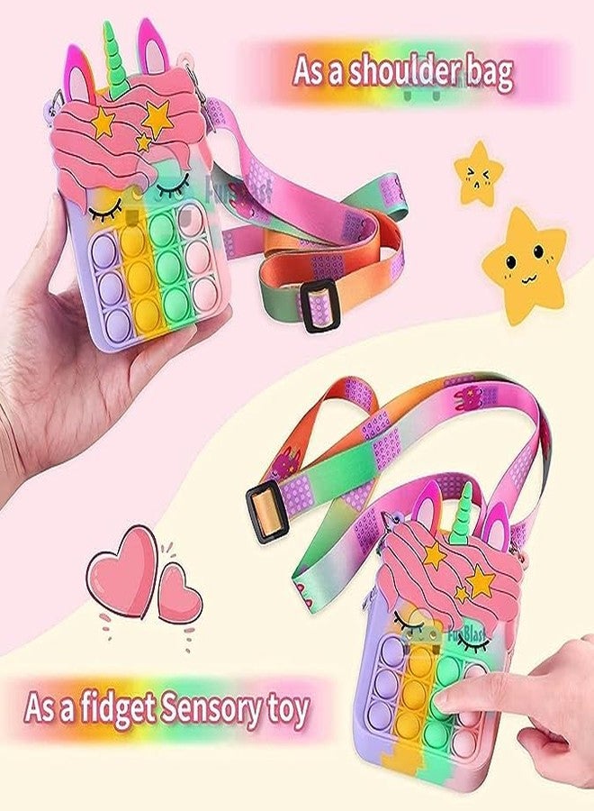 LANELLIE Unicorn Pop it Sling Bag - Crossbody Bag for Kids, Pop it Purse for Girls, (Pack of 1 Pcs Random Color) - Image 2