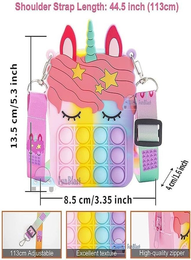 LANELLIE Unicorn Pop it Sling Bag - Crossbody Bag for Kids, Pop it Purse for Girls, (Pack of 1 Pcs Random Color) - Image 3