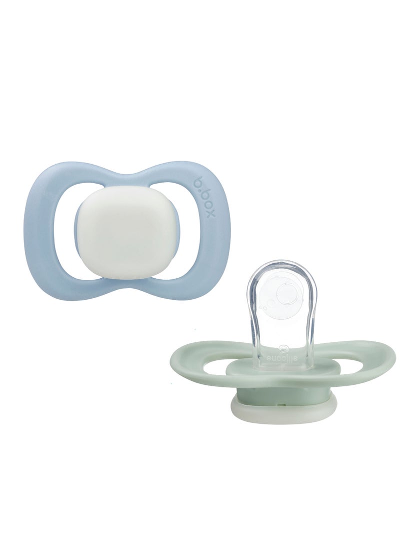 b.box Pacifier Silicone 2 Twin Pack – sage/Sky, Soft Orthodontic Soother for Newborns, Lightweight & Durable Design, 0m+ - Image 1