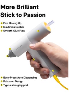 HOTO HOTO Cordless Hot Glue Gun, 10 Glue Sticks, 30S Heating Fast, USB Rechargeable Melt Glue Gun, Lithium Glue Gun Tools, Smart-Power-Off Glue Gun, Perfect for Crafts, DIY Arts, Quick Home Repairs  - Image 5
