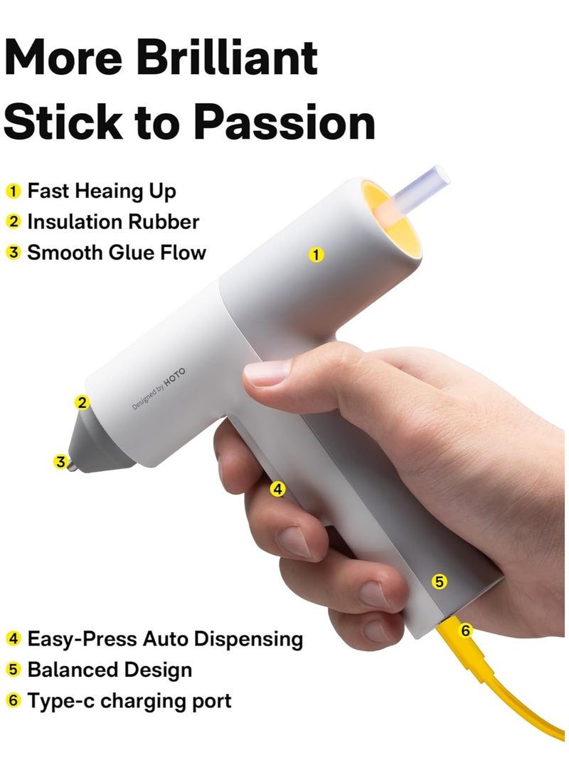 HOTO HOTO Cordless Hot Glue Gun, 10 Glue Sticks, 30S Heating Fast, USB Rechargeable Melt Glue Gun, Lithium Glue Gun Tools, Smart-Power-Off Glue Gun, Perfect for Crafts, DIY Arts, Quick Home Repairs  - Image 5