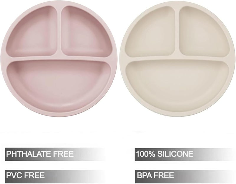 PandaEar طقم أطباق وأدوات تناول الطعام للأطفال من باندا إير 6 قطع، طقم أطباق سيليكون للأطفال 2 قطعة مع شفط و4 ملاعق وشوك من الفولاذ المقاوم للصدأ، طقم أدوات تناول الطعام للأطفال، أطباق للأطفال - Image 3