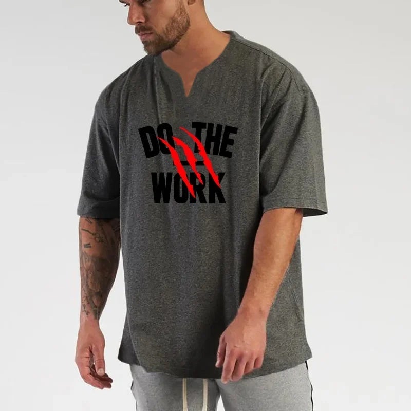 Men''s Fitness short sleeve men''s muscle training clothes plus size versatile loose sports casual off-shoulder half sleeve t-shirt - Image 3