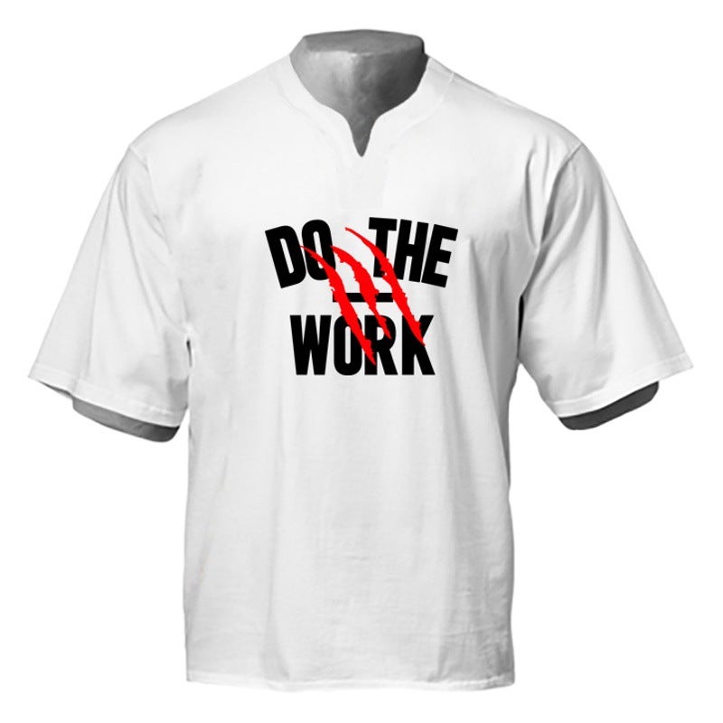 Men''s Fitness short sleeve men''s muscle training clothes plus size versatile loose sports casual off-shoulder half sleeve t-shirt - Image 2