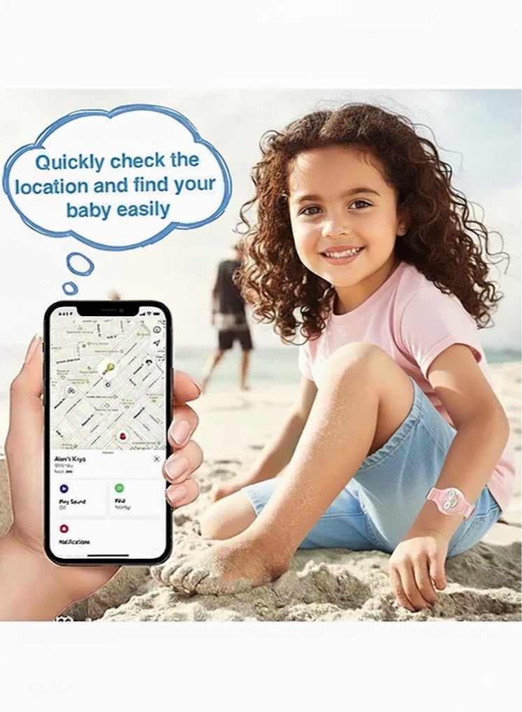 2 Pack AirTag Bracelet for Kids, Cute Kid Air Tag Wristband Adjustable Hidden Watch Band Air Tag Holder for Apple Air Tag, Soft Silicone Waterproof Air Tag Case for Kid - Image 3