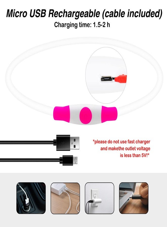 Dlitk طوق مضيء للكلاب، طوق LED قابل لإعادة الشحن عبر منفذ USB، طوق مضيء قابل للقص من مادة TPU للكلاب، ضوء للكلاب الكبيرة والمتوسطة الحجم أثناء المشي ليلاً (وردي) - Image 4