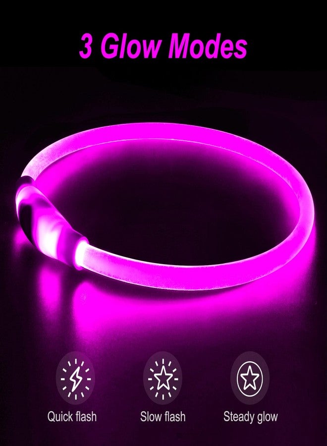 Dlitk طوق مضيء للكلاب، طوق LED قابل لإعادة الشحن عبر منفذ USB، طوق مضيء قابل للقص من مادة TPU للكلاب، ضوء للكلاب الكبيرة والمتوسطة الحجم أثناء المشي ليلاً (وردي) - Image 2