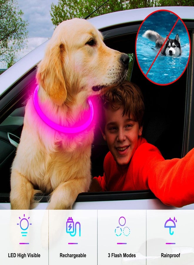 Dlitk طوق مضيء للكلاب، طوق LED قابل لإعادة الشحن عبر منفذ USB، طوق مضيء قابل للقص من مادة TPU للكلاب، ضوء للكلاب الكبيرة والمتوسطة الحجم أثناء المشي ليلاً (وردي) - Image 5