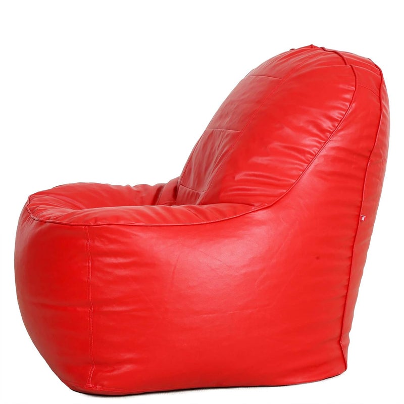 LUSHBERRY Bean Bag XXXL Luxury Lounge Chair Cover with Footrest Red Without FillersBeans - Image 2