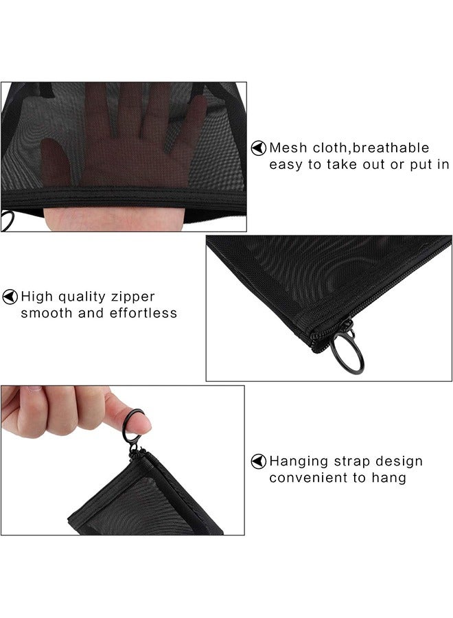 3 Pieces 3 Sizes Portable Mesh Makeup Bag Set Cosmetic Bag Zipper Storage Bag For Travel And Flying, Black - Image 3