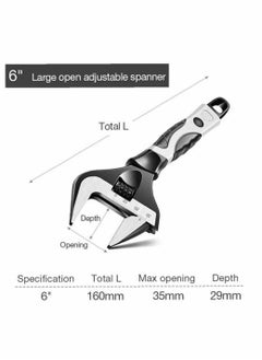 Y&D Multifunction Adjustable Spanner with Scale, Large Opening Universal 6inch Pipe Repair Hand Tool  - Image 4