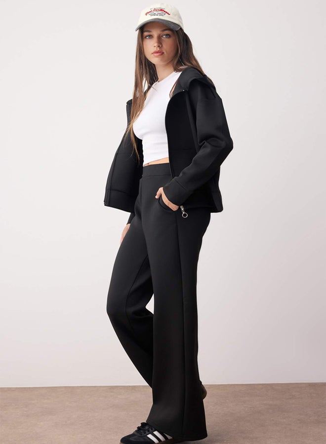trendyol Black Straight Diver/Scuba Sportswear Sweatpants - Image 2