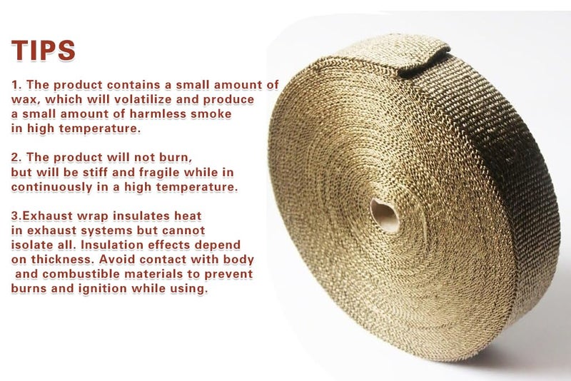 LEDAUT 2"x 100'Titanium Exhaust Heat Wrap For Car & Motorcycle Exhaust Tape With Stainless Ties - Image 2
