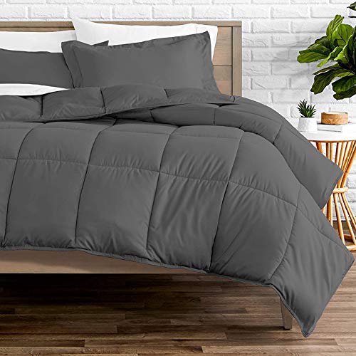 Homespun Soft Microfibre Comforter Blanket Lightweight Reversible Quilt Duvet All Weather, Double Bed, Dark Grey Color - Image 1