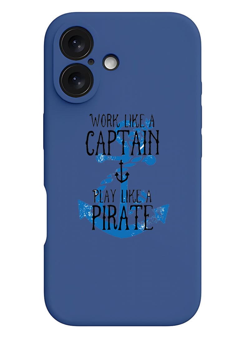 Theodor iPhone 16 Plus Blue Protective Slim Fit Case Liquid Silicone Cover with Full Body Protection Anti-Scratch Shockproof Case For iPhone - Work like a Captain  - Image 1