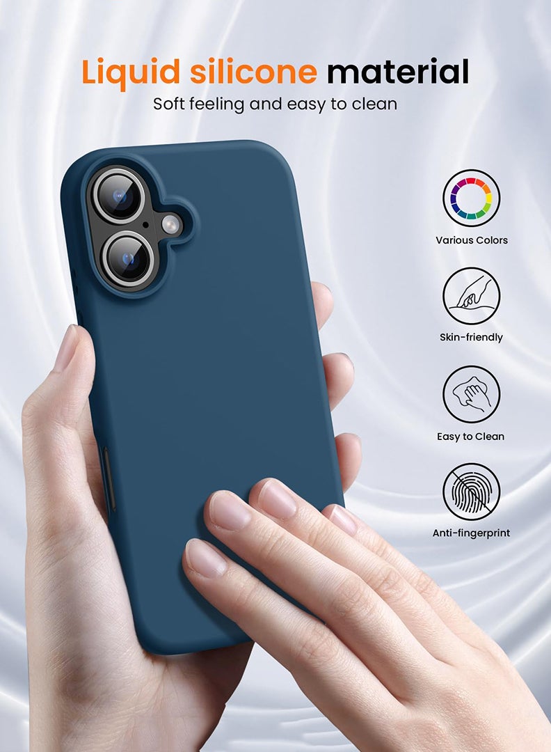 Theodor iPhone 16 Plus Blue Protective Slim Fit Case Liquid Silicone Cover with Full Body Protection Anti-Scratch Shockproof Case For iPhone - Work like a Captain  - Image 2