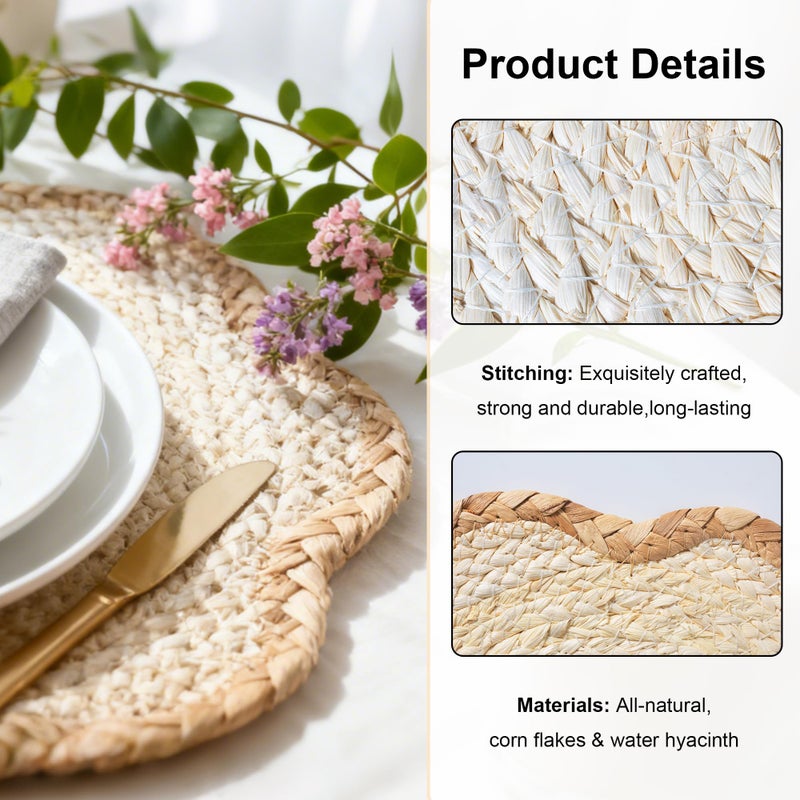 Stylave Rattan Placemats Set of 6, Woven Table Placemats for Dining and Kitchen, Boho Table Mats for Dinner, Party, Farmhouse Home Decor, Natural - Image 3