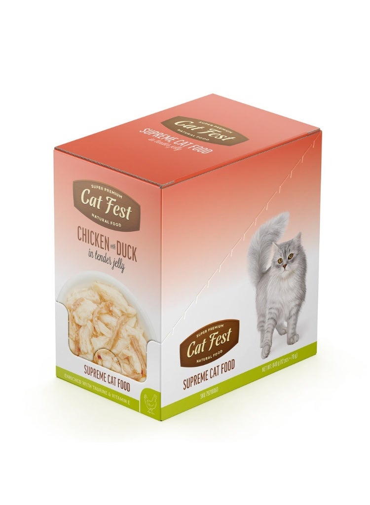 Cat Fest Chicken With Duck In Tender Jelly For Cats 70g -12pcs - Image 1