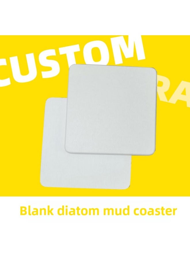 Generic - Diatom Mud Ceramic Coaster Custom Small Batch Absorbent Non-Slip Tea Coaster Ceramic Cork Base Coaster Custom Pattern-Color:Diatom Mud Coasters (blank Plain) - Image 1