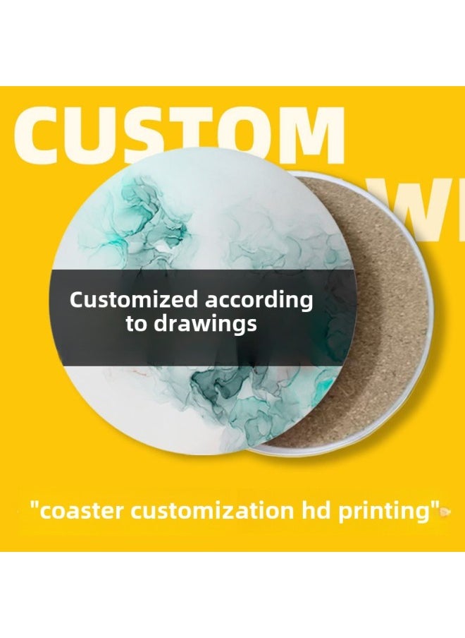 Generic - Diatom Mud Ceramic Coaster Custom Small Batch Absorbent Non-Slip Tea Coaster Ceramic Cork Base Coaster Custom Pattern-Color:Diatom Mud Coasters (blank Plain) - Image 1