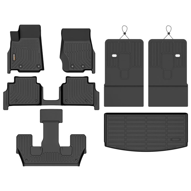 Binmotor-Floor Mats & Cargo Liner for Jeep Grand Cherokee L 2021-2025 (Only for 6 Seater Without Center Console), TPE All Weather Car Mats for Jeep Grand Cherokee L Accessories Custom Fit - Image 1