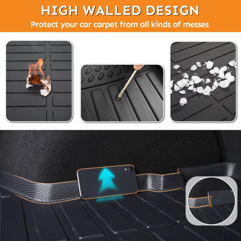 Binmotor-Floor Mats & Cargo Liner for Jeep Grand Cherokee L 2021-2025 (Only for 6 Seater Without Center Console), TPE All Weather Car Mats for Jeep Grand Cherokee L Accessories Custom Fit - Image 5
