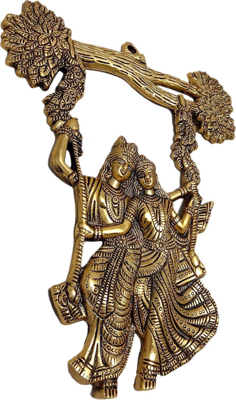 EtsiBitsi Gold Plated Metal Romantic Radha Krishna Swing Wall Decor, Wall Hanging 020 - Image 2