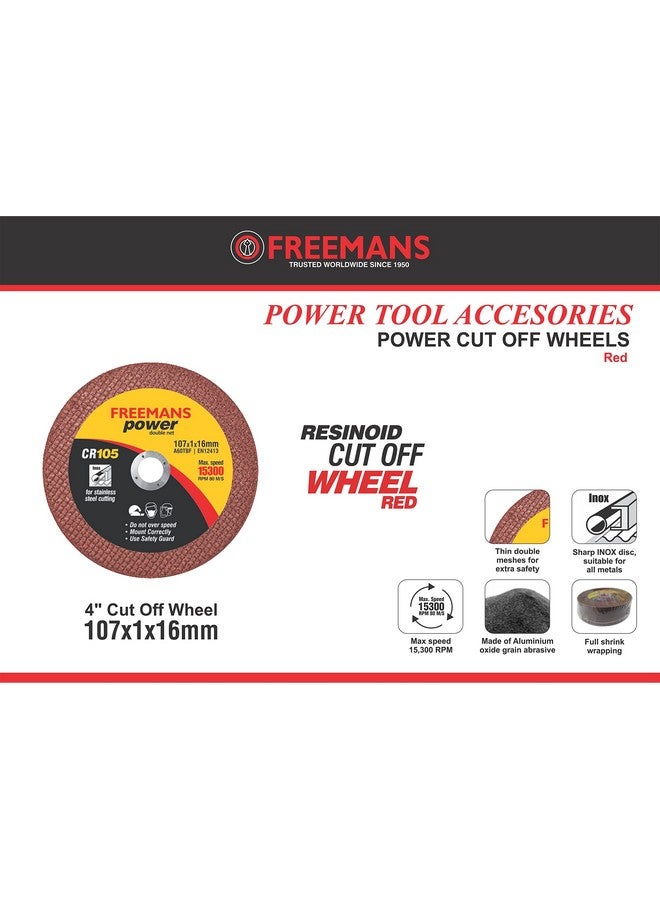 FREEMANS FREEMANS 4-Inch Double Net Cut off Wheels for Metal and Stainless Steel Cutting using Angle Grinder, Red - Pack of 50 Pieces  - Image 2