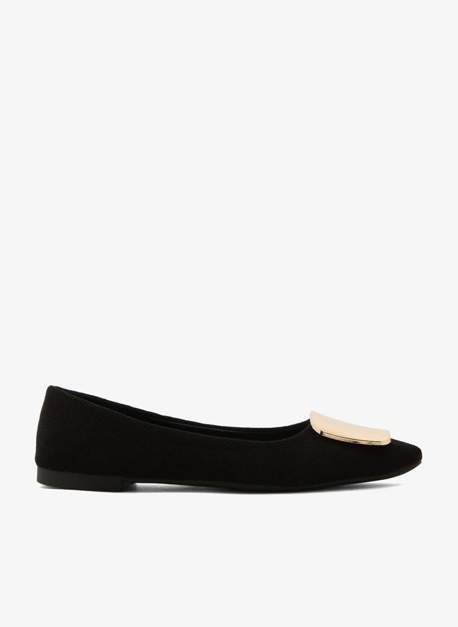 ELLA Gold Detail Suede Ballet Flats - Image 1