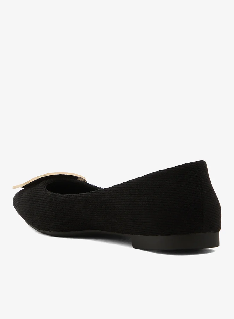 ELLA Black Gold Detail Suede Ballet Flats for Women | Best Price UAE