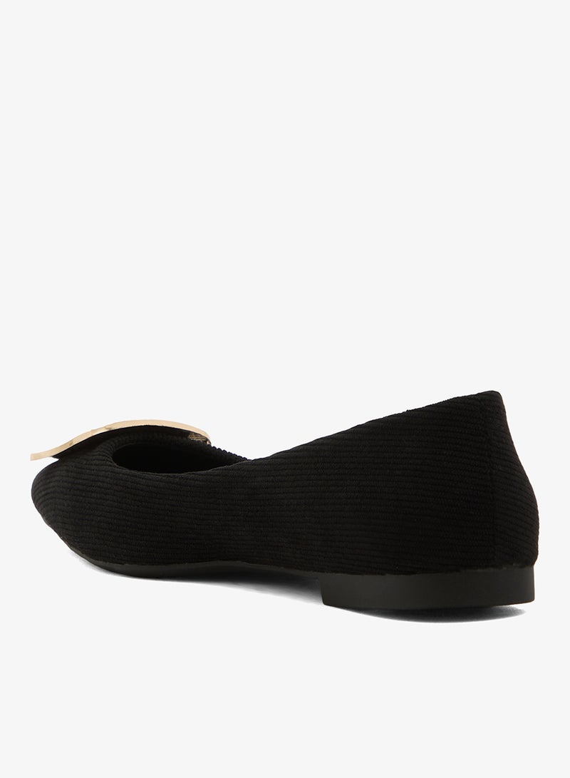 ELLA Gold Detail Suede Ballet Flats - Image 3