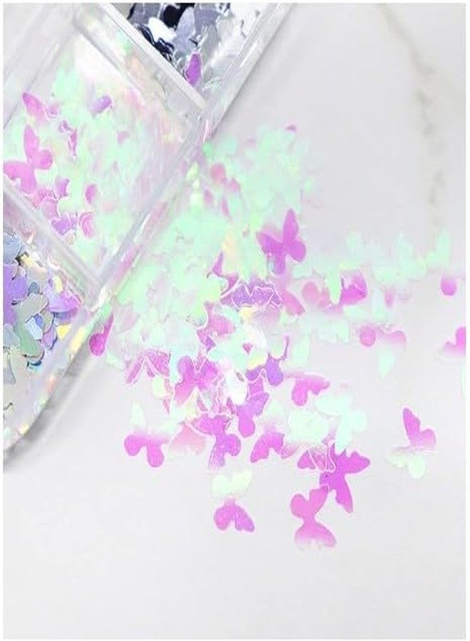 LOBE MIRACLE Holographic Butterfly Nail Art Glitter Sequins, 12 Colors, 3D Laser Flakes for Acrylic Nails, DIY Decorations Nail Accesories for Women - Image 4