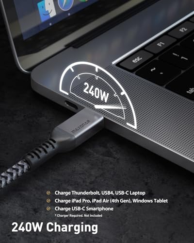 Maxonar [6.6Ft] Thunderbolt 4 Cable with 40Gbps Data Sync/240W Charging and 8K/5K@60Hz for Thunderbolt 4/3, USB4, and USB C Devices - Image 4