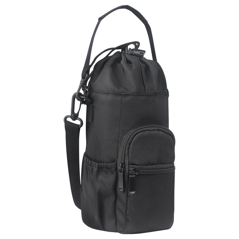 Cross-border Hot-selling Thermos Cup Cover Single-shoulder Universal Crossbody Multi-functional Beveled Kettle Bag Thermos Cup Cover Protective Cover Black 