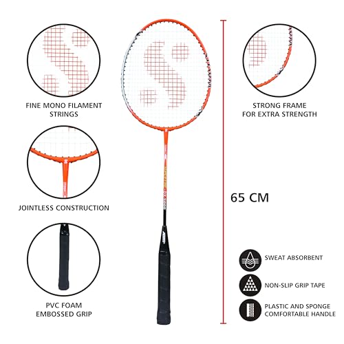 Silvers Silver's Jointless Aluminium Alloy Composite Storm Badminton Kit (2 Racquets with Full Cover, 1 Box Nylon Shuttlecock Pack of 3)(Red/Silver) - Image 3