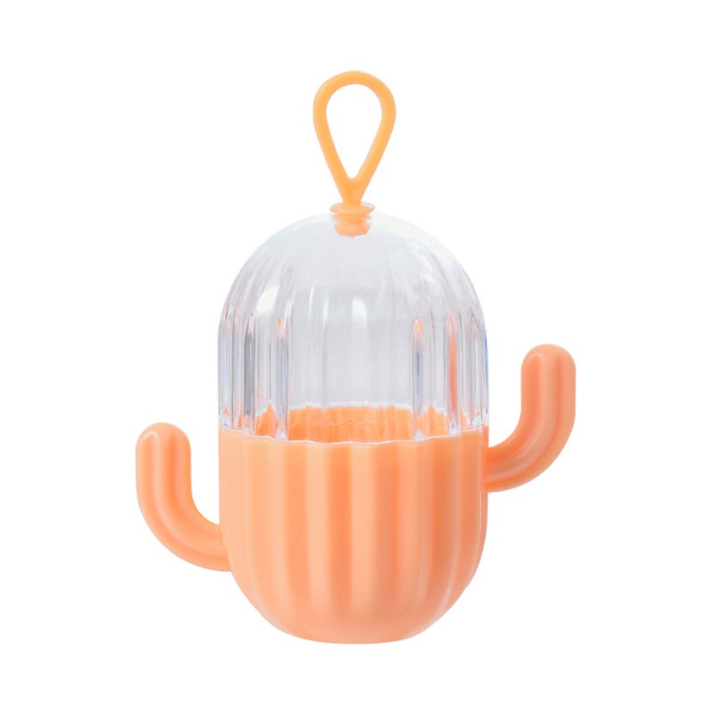 Beauty Blender Holder: Orange Cactus-shaped Transparent Case - Hygienic Dust-resistant Makeup Sponge Storage Box for Travel and Desktop Cosmetic Organization - Image 2