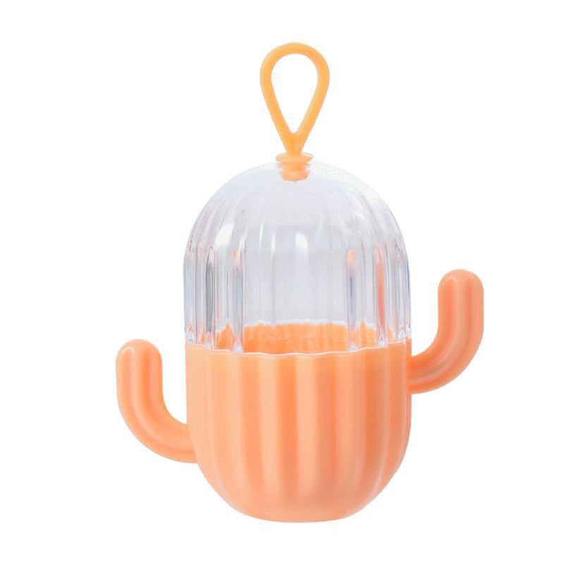 Beauty Blender Holder: Orange Cactus-shaped Transparent Case - Hygienic Dust-resistant Makeup Sponge Storage Box for Travel and Desktop Cosmetic Organization - Image 1