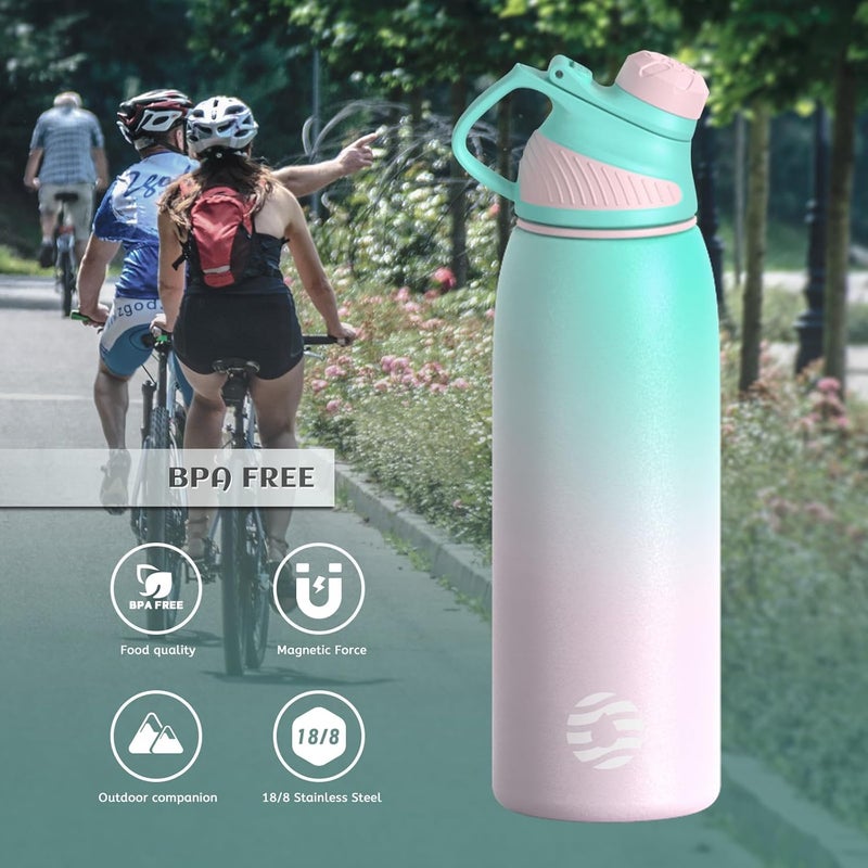 Fjbottle Stainless Steel Water Bottle 600ml/800ml/1L/1.5L with Magnetic Lid, BPA Free Insulated Water Bottle, Sports Metal Hot&Cold Drinks Vacuum Flask Leak-Proof for Gym, Work, Travel - Image 5