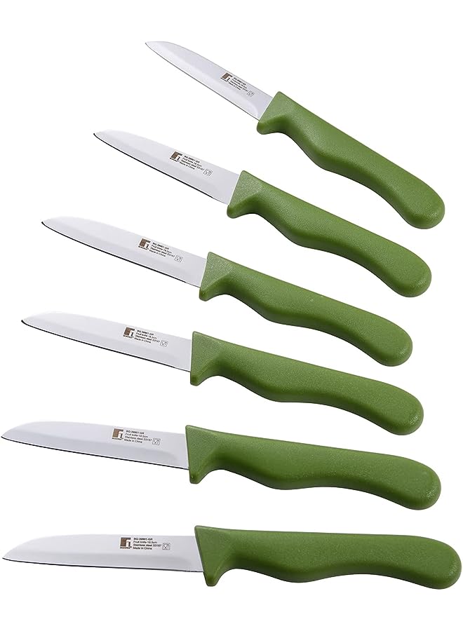 BERGNER 6PC STAINLESS STEEL FRUIT KNIFE SET, GREEN COLOUR, BG39901GR - Image 1