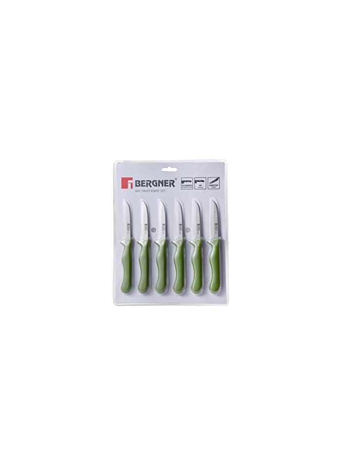 BERGNER 6PC STAINLESS STEEL FRUIT KNIFE SET, GREEN COLOUR, BG39901GR - Image 3