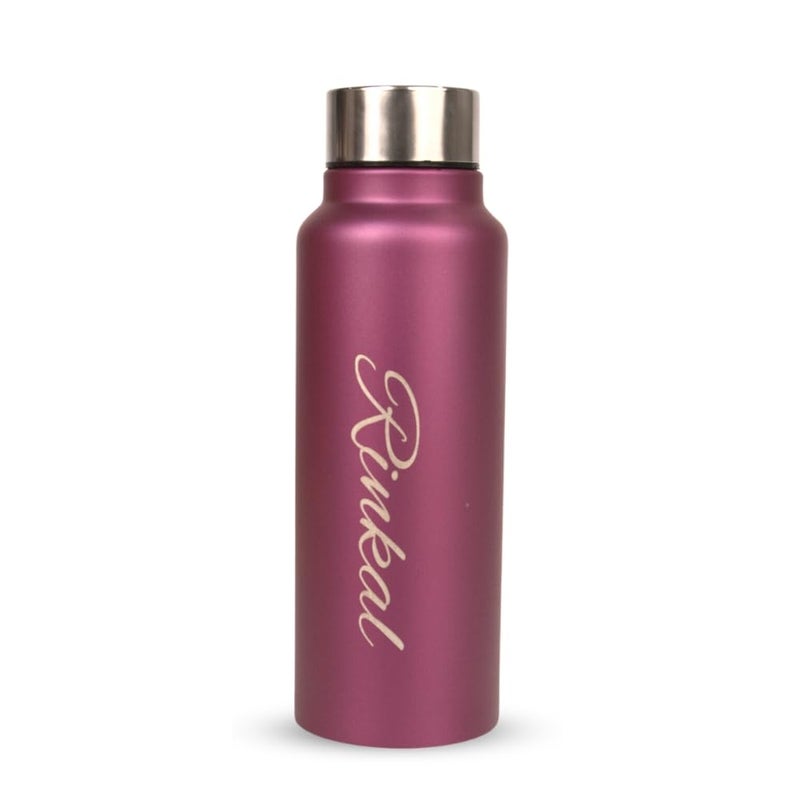 YOUR GIFT STUDIO Customized Water Bottle with Name | Personalized Water Bottle Name | Customized Bottle for Girls, Boys, Gym, School, Office etc (Dark Brown) (Purple) - Image 1