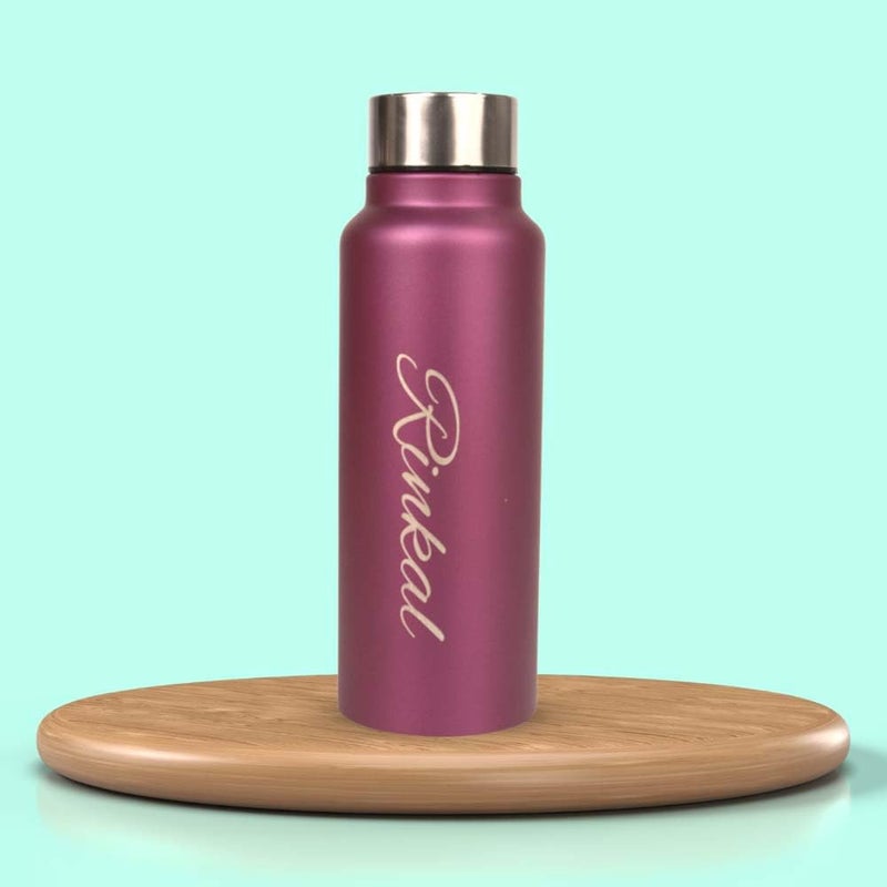 YOUR GIFT STUDIO Customized Water Bottle with Name | Personalized Water Bottle Name | Customized Bottle for Girls, Boys, Gym, School, Office etc (Dark Brown) (Purple) - Image 2