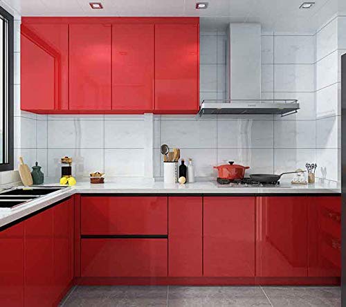 Toduso 15.8''X393.7''Red Contact Paper For Countertops Self-Adhesive Wallpaper Removable Red Peel And Stick Wallpaper Waterproof Easy To Clean Vinyl Roll Decorative Kitchen Cabinet For Wall Covering - Image 2