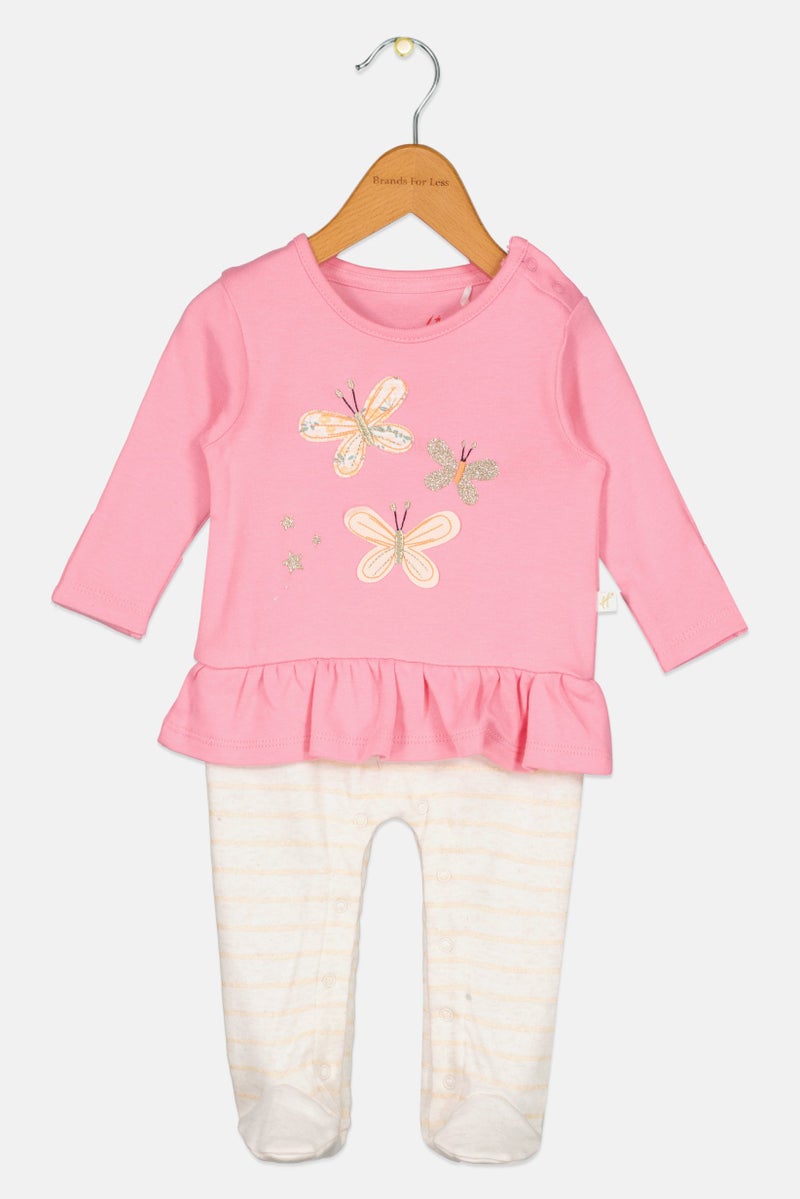 Hamleys Toddlers Girl Embroidered Long Sleeve Romper, Multicolor - Image 1