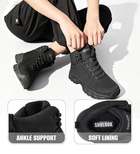 SHULOOK Non Slip Work Boots Women Slip Resistant Comfortable Mesh Kitchen Chef Shoes for Restaurant Food Service Lightweight Walking Shoes Ankle Support,Black 6.5 - Image 4