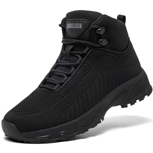 SHULOOK Non Slip Work Boots Women Slip Resistant Comfortable Mesh Kitchen Chef Shoes for Restaurant Food Service Lightweight Walking Shoes Ankle Support,Black 6.5 - Image 1