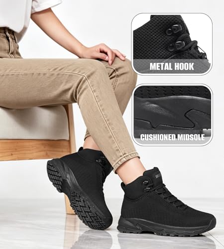 SHULOOK Non Slip Work Boots Women Slip Resistant Comfortable Mesh Kitchen Chef Shoes for Restaurant Food Service Lightweight Walking Shoes Ankle Support,Black 6.5 - Image 5